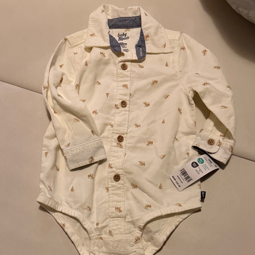 Baby Bgosh Bear Corduroy Bodysuit NWT 18M
